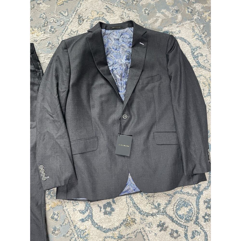 J. Hilburn Custom Tailored Suit Gray Wool Vitale Barberis 1663 40R - Picture 3 of 8